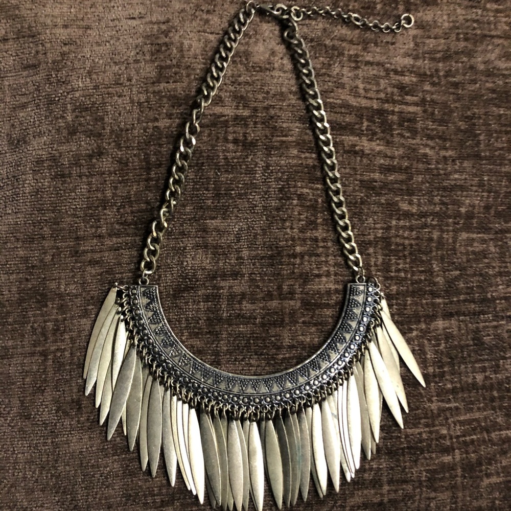 Brass Dangle Leaf Choker Necklace